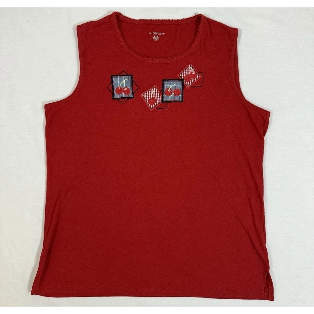 Allison Daley Womens Y2K Medium Red Cherry Sleeveless Tank